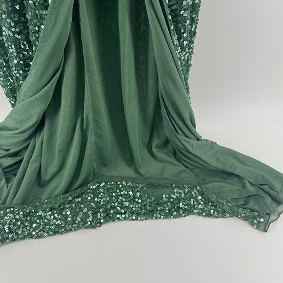 Mac Duggal A5540 Sequin Wrap Over Butterfly Sleeve Gown Womens 6 NWT - Picture 9 of 15